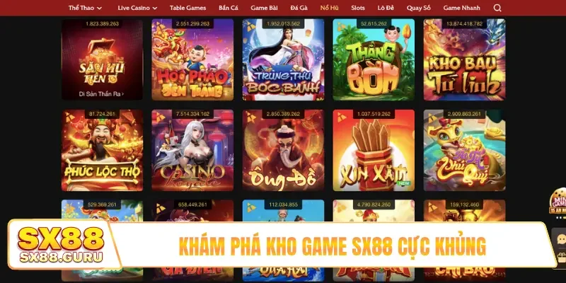 Khám phá kho game SX88 cực khủng